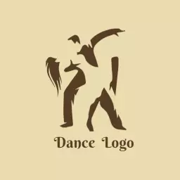 Elegant Brown Silhouettes of Dancers Celebrating Dance Logo Template