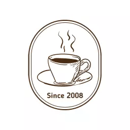 Elegant Brown Sketch of Coffee Cup Design for Cafe Logo Template