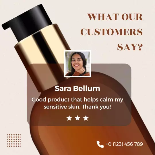 Elegant Brown Skin Care Customer Feedback Highlight Ad Template
