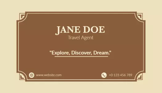 Elegant Brown Travel Agency Explore Dream Business Card Template