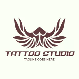 Elegant Brown Wing Design Showcasing Tattoo Studio Logo Template
