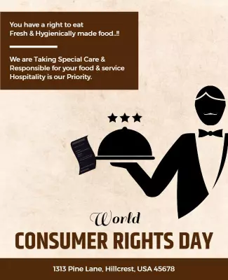 Elegant Brown World Consumer Rights Day Awareness Poster Template