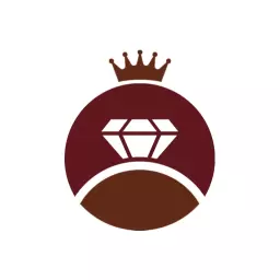 Elegant Burgundy and White Diamond Emblem with Crown Logo Template