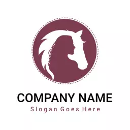 Elegant Burgundy Horse Silhouette Design for Equestrian Logo Template
