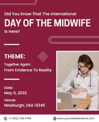 Elegant Burgundy International Day of the Midwife Poster Template