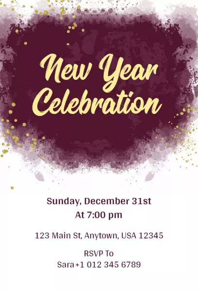 Elegant Burgundy New Year Celebration Party Invitation Template