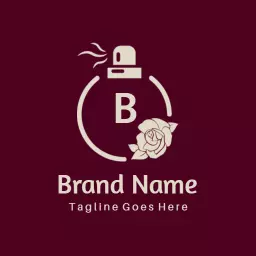 Elegant Burgundy Perfume Bottle Design with Floral Accent Logo Template