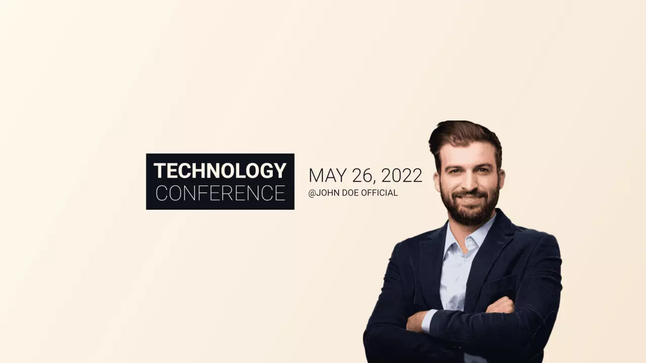Elegant Businessman Presenting Technology Conference YouTube Banner Template