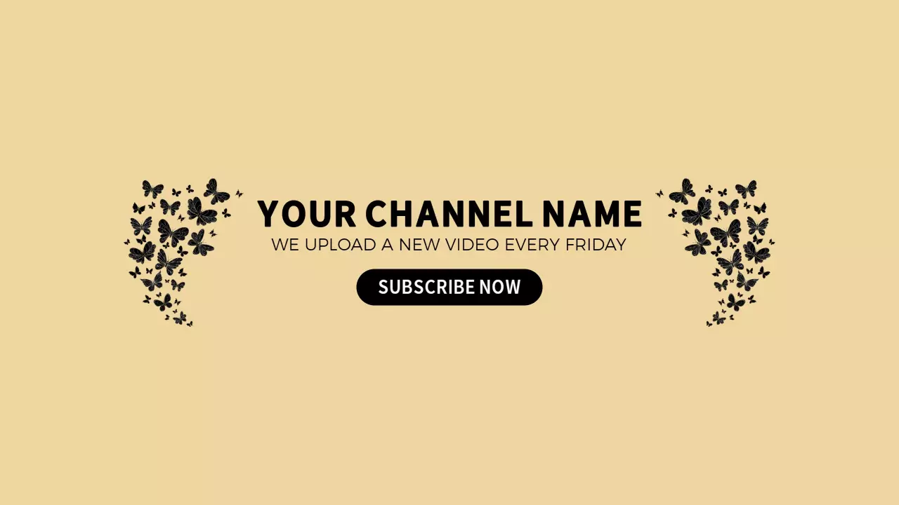 Elegant Butterfly Designs on Soft Beige YouTube Banner Template