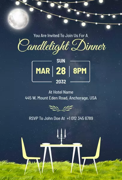 Elegant Candlelight Dinner Evening Gathering Invitation Template