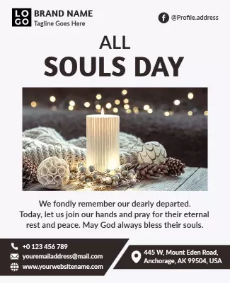 Elegant Candlelit All Souls Day Remembrance Poster Template