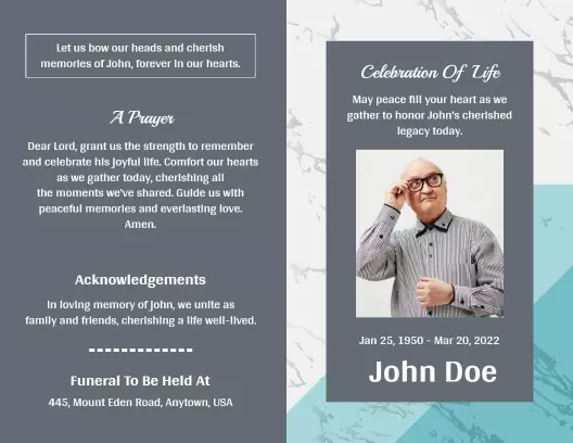 Elegant Celebration of Life Memorial Brochure Template