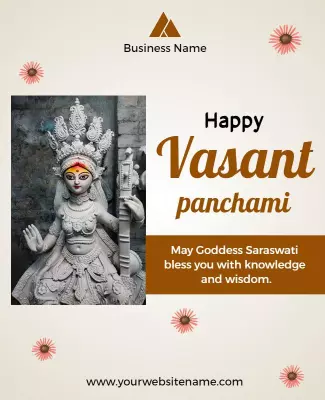 Elegant Celebration of Vasant Panchami with Goddess Saraswati Poster Template