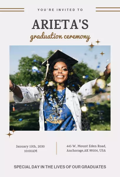 Elegant Celebration Photo Graduation Ceremony Invitation Template