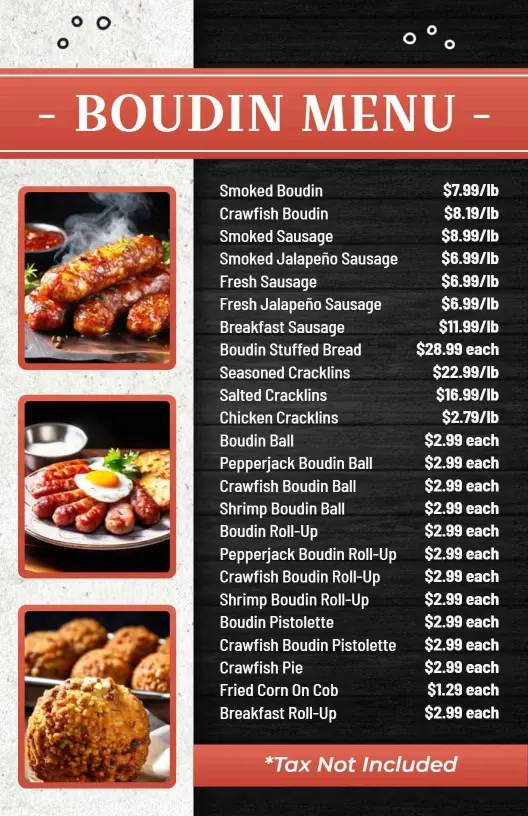 Elegant Chalk Texture for Traditional Boudin Food Menu Template