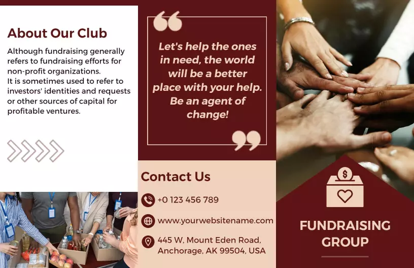Elegant Charity Fundraising Campaign and Volunteer Brochure Template