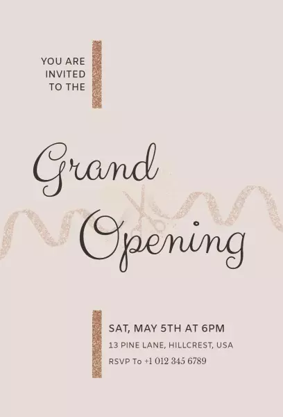 Elegant Chic Grand Opening Celebration Invitation Template