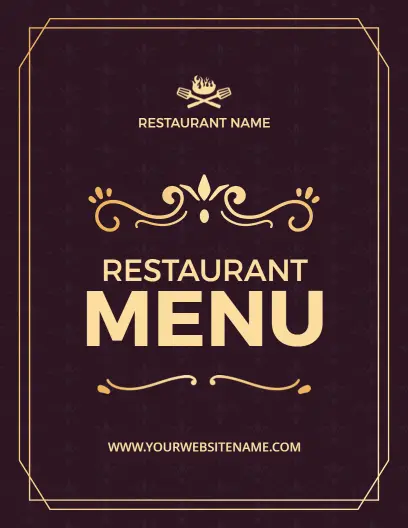 Elegant Chinese and Indian Cuisine Selections Restaurant Menu Template