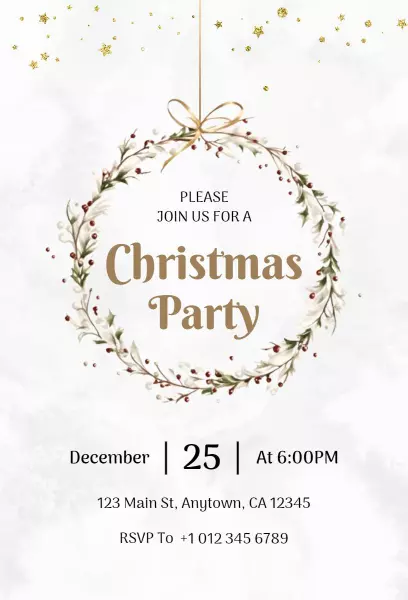 Elegant Christmas Celebration Holiday Party Invitation Template