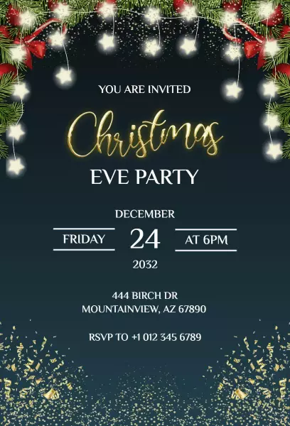 Elegant Christmas Eve Celebration Party Invitation Template