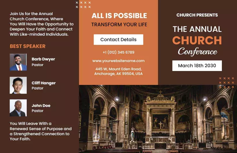 Elegant Church Annual Conference Invitation and Details Brochure Template