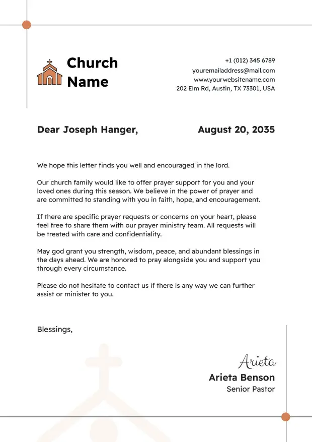 Elegant Church Community Support Letterhead Template