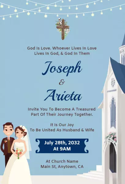 Elegant Church Wedding Unity Celebration Invitation Template