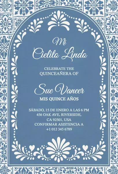 Elegant Cielito Lindo Quinceanera Celebration Invitation Template