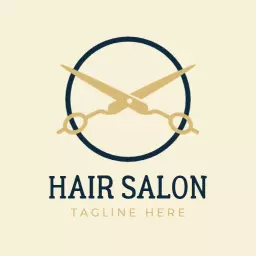 Elegant Circle Hair Salon Design Featuring Scissors Logo Template