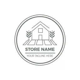 Elegant Circular House Design with Greenery Elements Logo Template
