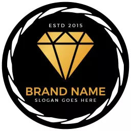 Elegant Circular Logo Featuring a Golden Diamond Design Logo Template