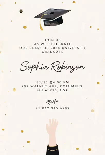 Elegant Class of 2034 Graduation Ceremony Invitation Template