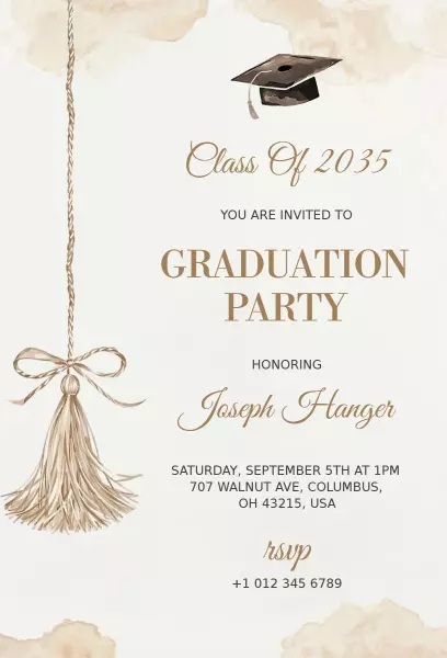Elegant Class of 2035 Graduation Party Invitation Template