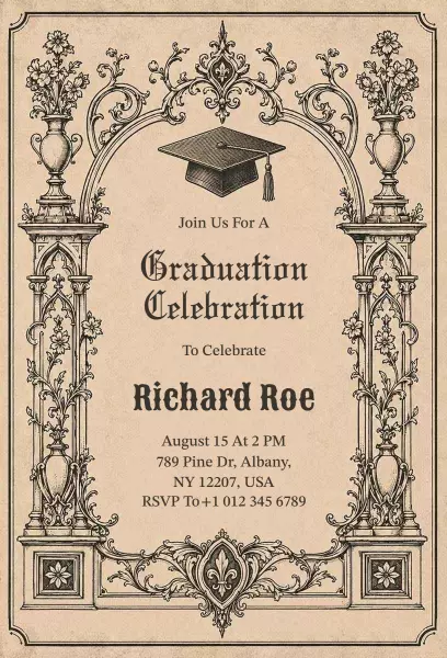 Elegant Classic Western Graduation Celebration Invitation Template