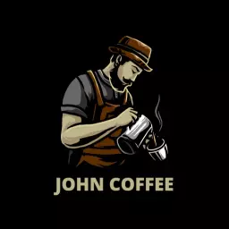 Elegant Coffee Character Preparing Delicious Beverages Logo Template