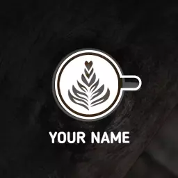 Elegant Coffee Cup Design Featuring Leafy Patterns Logo Template