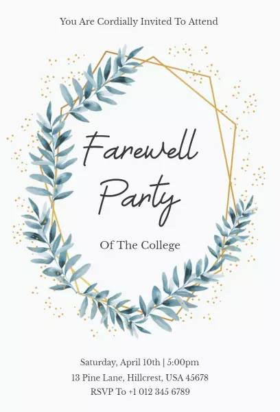 Elegant College Farewell Party Celebration Invitation Template