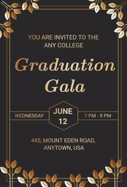 Elegant College Graduation Celebration Gala Invitation Template