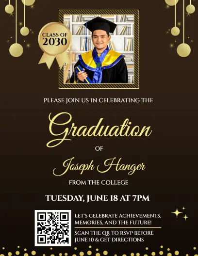 Elegant College Graduation Party Invitation Flyer Template