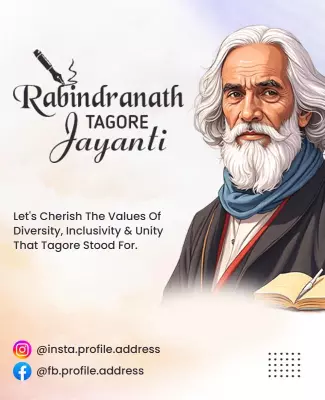 Elegant Commemorative Rabindranath Tagore Jayanti Poster Template