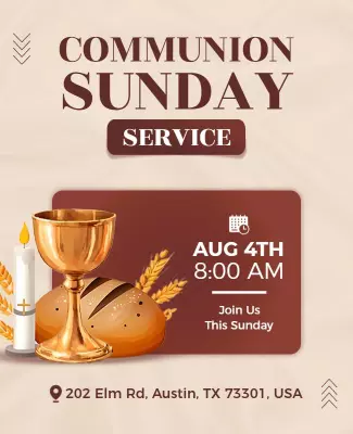Elegant Communion Sunday Church Service Poster Template