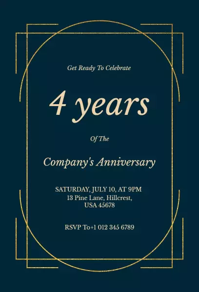 Elegant Company Four-Year Anniversary Celebration Invitation Template