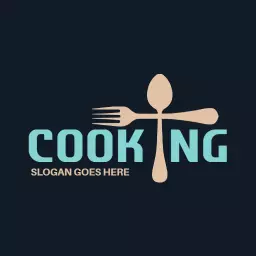 Elegant Cooking Utensils Design on Dark Background Logo Template