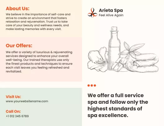 Elegant Coral Spa Services and Rejuvenation Brochure Template