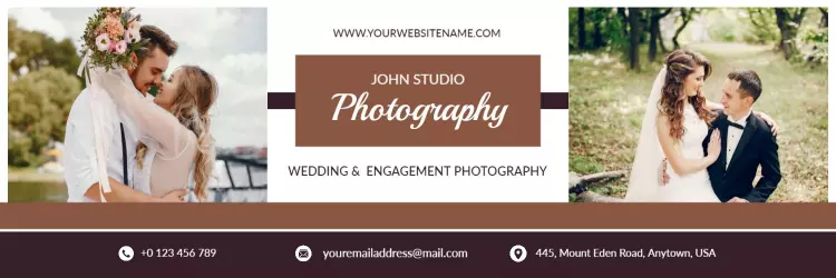 Elegant Couple Capturing Moments with Wedding Photography Banner Template