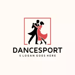 Elegant Couple Dancing in Red Highlights for Dancesport Logo Template