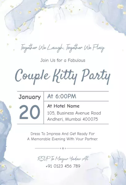 Elegant Couple Kitty Party Celebration Invitation Template