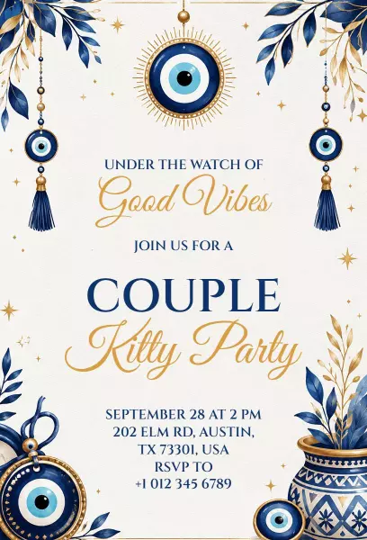 Elegant Couple Themed Kitty Party Invitation Template