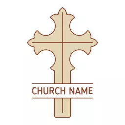 Elegant Cream Cross Design Symbolizing Faith and Community Logo Template
