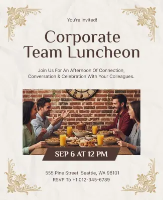 Elegant Cream Social Gathering Luncheon Invitation Flyer Template